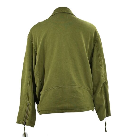 Free People Rebel Knit Green Moto Jacket SZ S NEW Oversized Slouchy Baggy Cotton - Picture 5 of 13